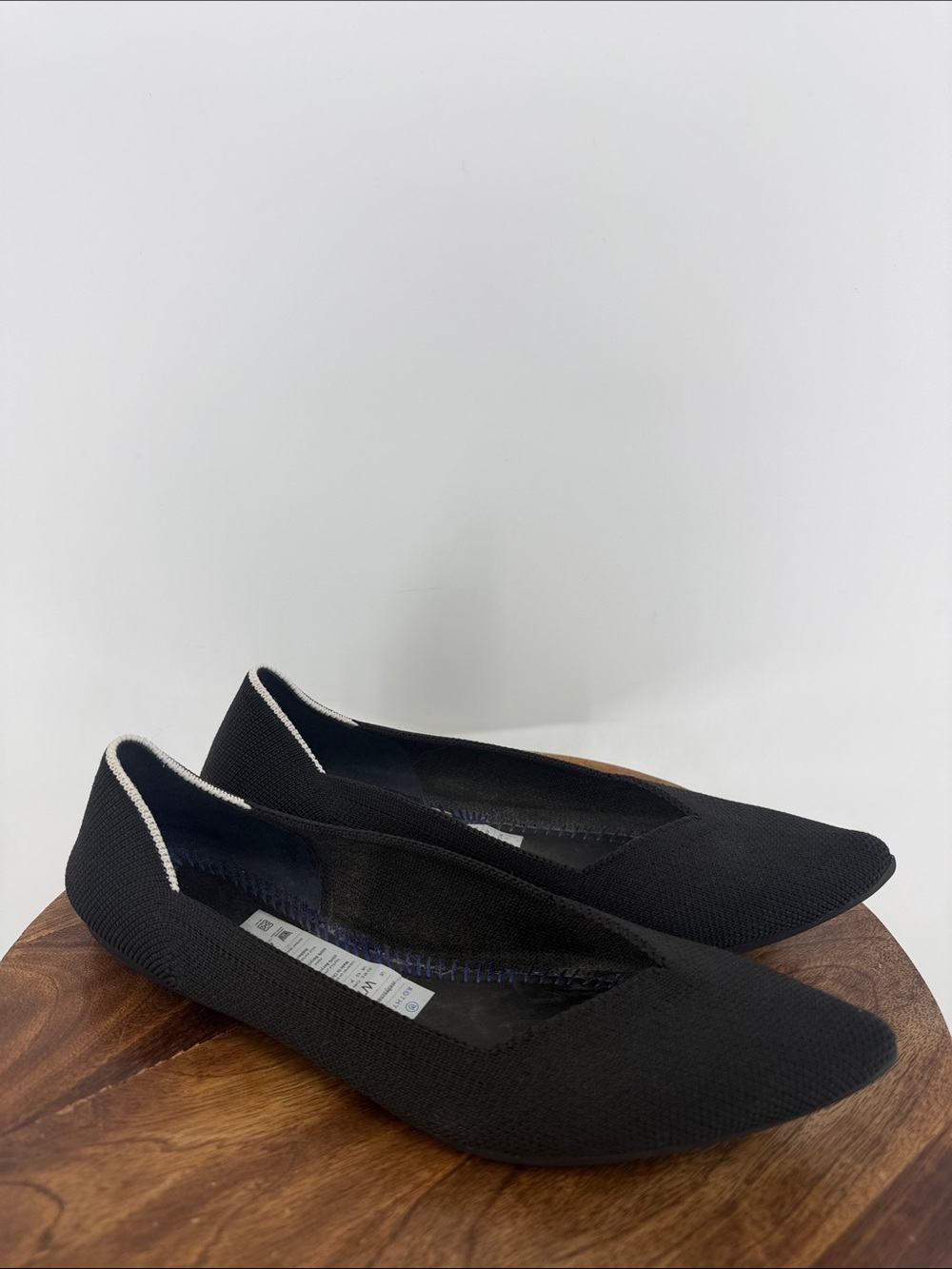 Rothy’s The Point Black Knit Ballet Flats Women’s Size 7 Missing Insoles